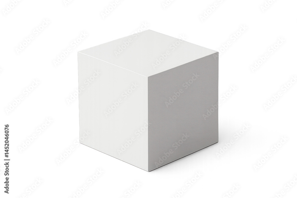 Poster a plain white cube with sharp edges and smooth surfaces.