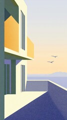 Random background architecture building balcony.