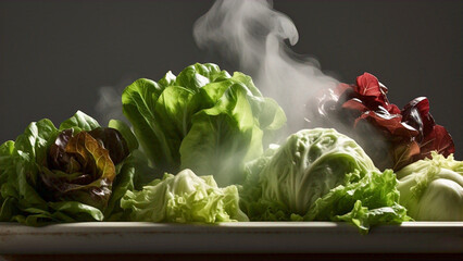 Stir fried fresh green vegetables in a pan make a healthy vegetarian dish