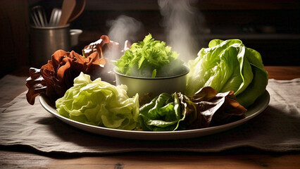 Stir fried fresh green vegetables in a pan make a healthy vegetarian dish
