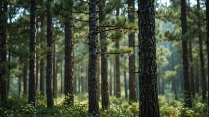 Majestic Pine Forest Trunks - Natural Background