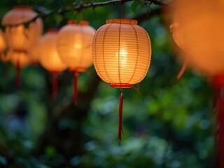 Obraz premium Nature's Embrace: Lanterns Illuminate the Night