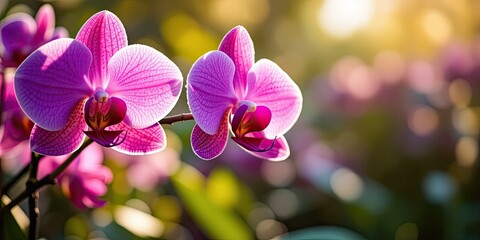Purple Orchid Blooms in a Lush Garden Setting