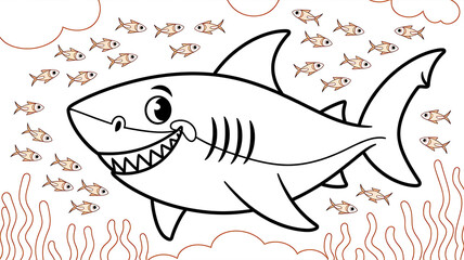 Fototapeta premium Cartoon shark vector illustration