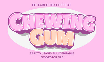 Editable Chewing gum text effect template, 3d cartoon text style