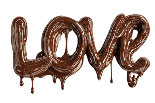 Melted chocolate forming the word LOVE