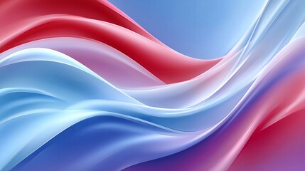 Obraz premium Flowing waves of red and blue fabric create an elegant abstract design in a serene composition