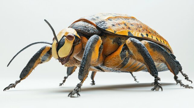 Detailed macro photograph showcasing the intricate and vibrant patterns of a striking striped beetle as it crawls along a natural surface highlighting the wonder and beauty of the insect world