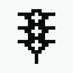 black and white traffic lights pixel art icon vector illustration.