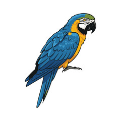 Colorful Macaw Parrot Standing Vector Illustration