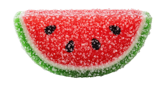 Watermelon candy in the shape of a slice isolated PNG with Transparent Background