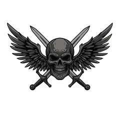 Fototapeta premium Skull with Wings and Crossed Swords