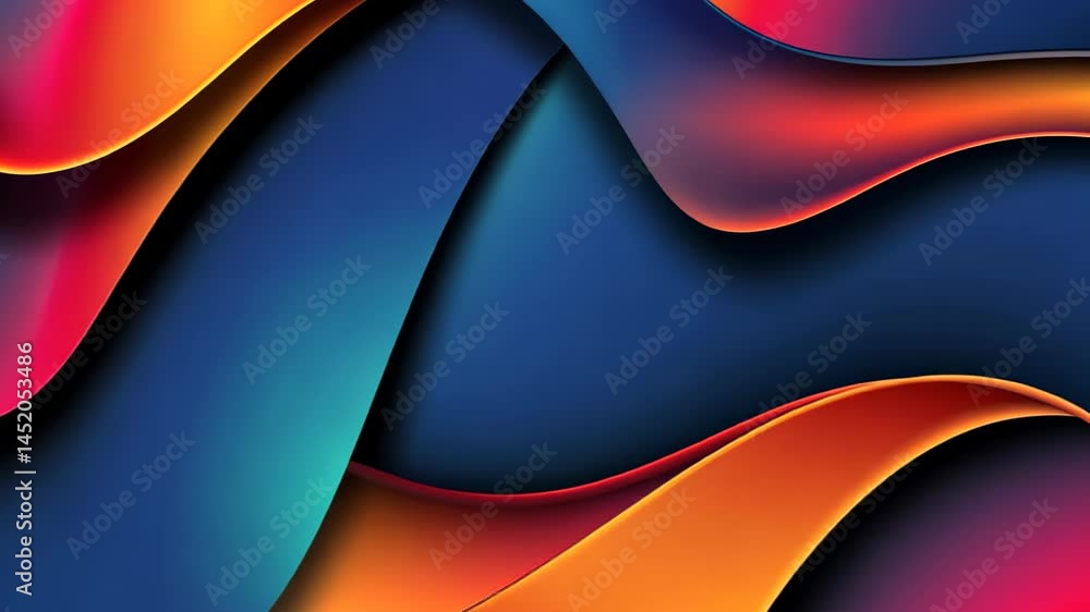 Poster vibrant wave patterns blend together to create a stunning display of color and fluidity in dynamic m