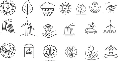 Eco friendly line icon set