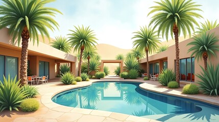Fototapeta premium Mirage of Serenity: A Hidden Oasis Paradise