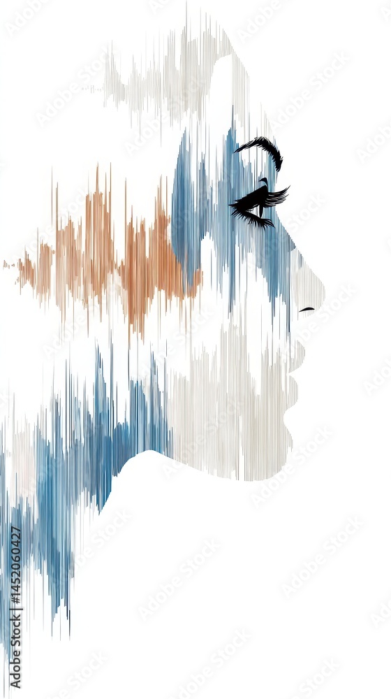 Aufkleber artistic double exposure of a musician's silhouette blended with vibrant soundwave patterns to creat