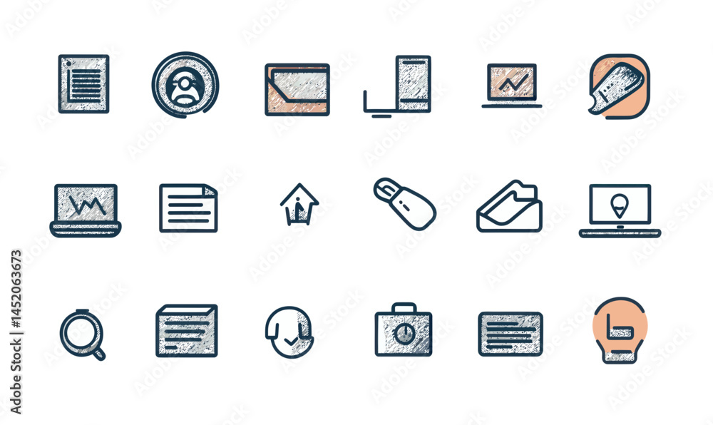 Poster minimalist accessibility icon set for reports and web design including guide dog and hearing icons