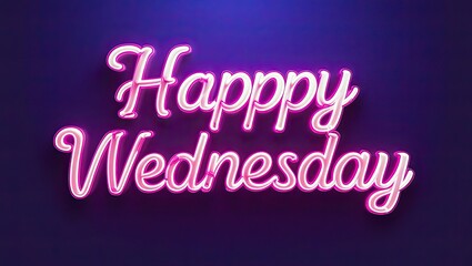 Fototapeta premium Vibrant Pink Neon Lights Displaying Happy Wednesday Message
