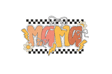 Retro Mother day Floral Mama PNG Sublimation T Shirt Design