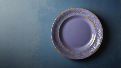 Soft Lavender Matte Plate on Muted Blue Background - Minimal Ceramic Design