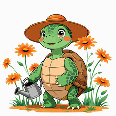 Gardening Turtle vector illustration