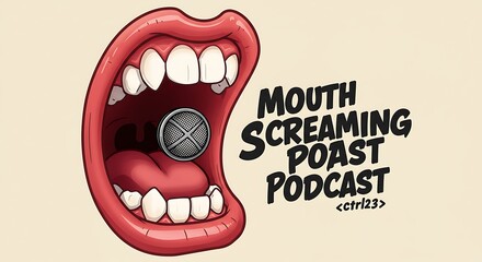 Bold Mouth, Screaming Podcast Logo: Vibrant Illustration AI Generated