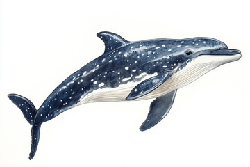 Fototapeta premium A captivating artistic illustration presents a vibrant depiction of a beautiful dolphin, elegantly swimming through the ocean, showcasing the grace and beauty of marine life.