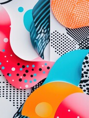 Obraz premium A joyful composition using retro polka dots and playful 3D shapes 