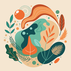 Naklejka premium Organic Fluid Vector Illustration with Nature-Inspired Abstract Shapes in Earthy Tones