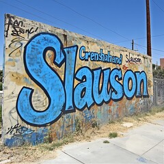Crenshaw Slauson Intersection Graffiti Art Mural, Los Angeles Street Scene