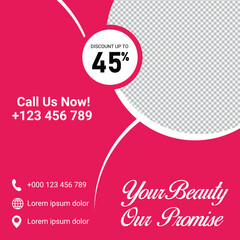Beauty Salon Social Media Template With Discount Offer And Photo Placeholder