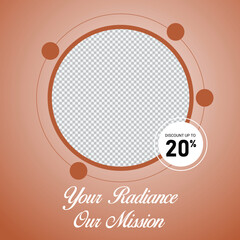 Elegant Round Frame Template For Cosmetic Promotion With 20 Percent Discount