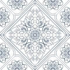 Thai outline ethnic Geometric seamless traditional tribal retro fabric