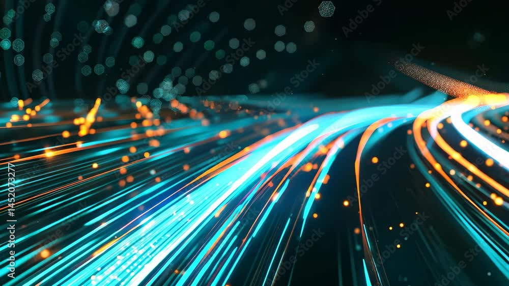 Poster this stunning image showcases vibrant light trails in motion, creating a sense of speed and dynamism
