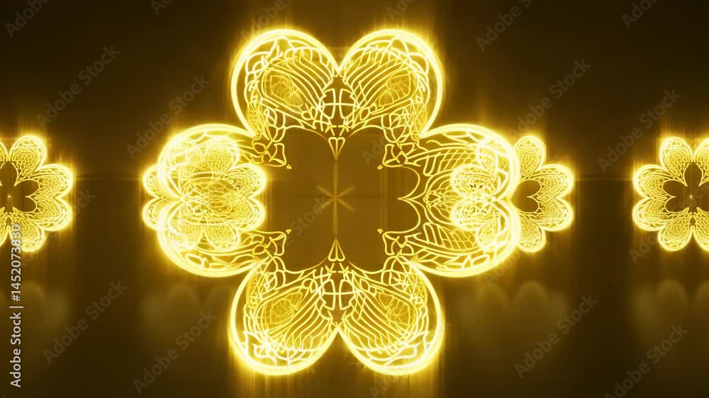 Poster this captivating image features glowing floral patterns against a dark background, creating an elega