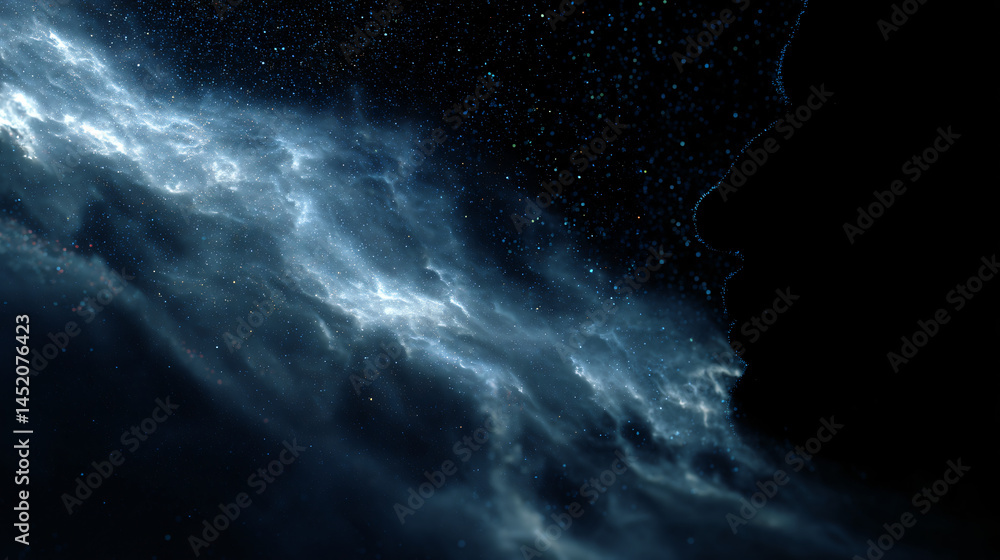 Poster d rendering of a realistic visibility with nebulae disgorge into the surrounding space.