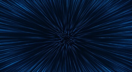 Abstract Blue Light Trails Speeding Through Darkness