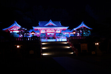 足利市　足利織姫神社のブルーライトアップ
