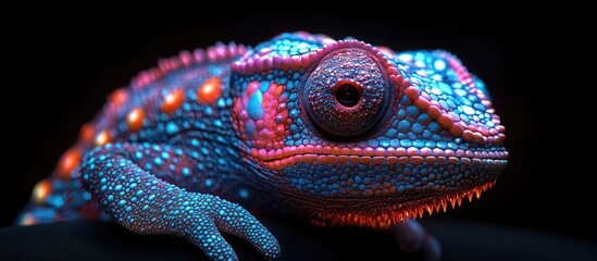 Chameleon Closeup with Vivid Colors.