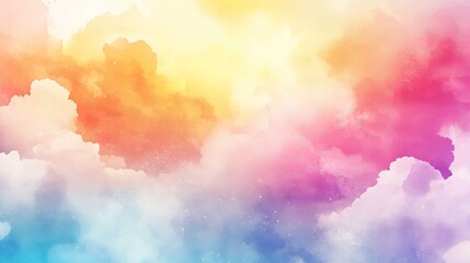 A vibrant watercolor background featuring soft pastel clouds in hues of pink. blue. yellow. and purple. perfect for creative projects or digital designs
