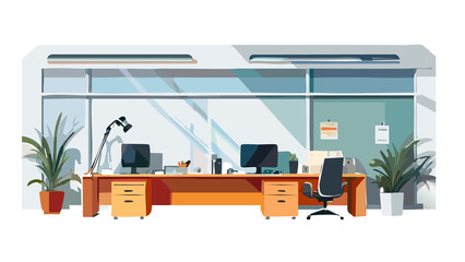 Office Illustration – Modern Workplace Scene in Flat Vector Design