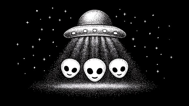 UFO Abduction Three Aliens  Spaceship.