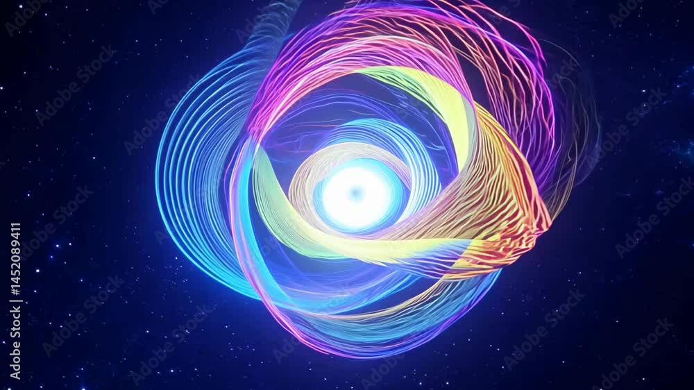 Aufkleber an abstract composition featuring vibrant colors and swirling light trails, creating a dynamic and h