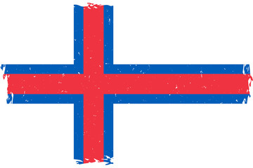 Obraz premium Flag of faroe islands brush stroke grunge texture