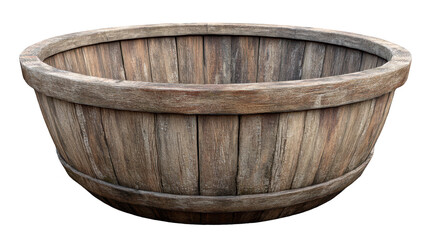 Fototapeta premium Rustic wooden barrel isolated on transparent background, enhancing vintage theme