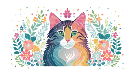 Cat Illustration – Cute Domestic Pet in Cartoon Vector Style