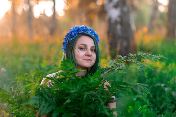 People on Ivan Kupala in the green forest