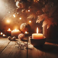 Cozy Candlelight Still Life with Warm Decor