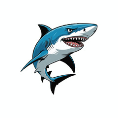 Cartoon shark isolated on white background