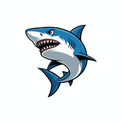 Cartoon shark isolated on white background
